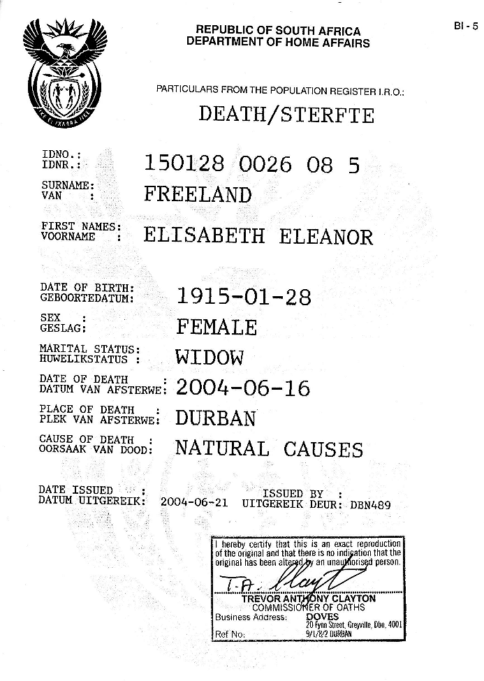 Death Certificate